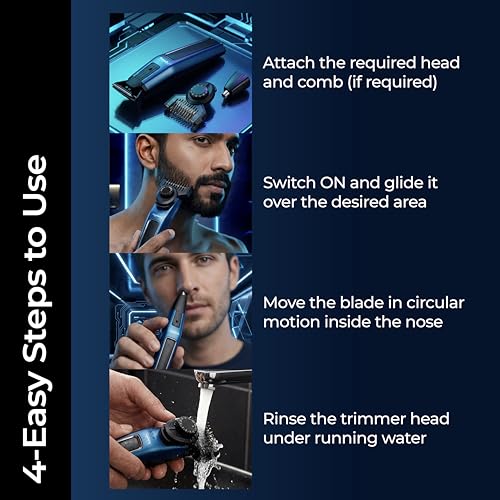 Image of Lifelong Beard Trimmer for Man | Trimmer Men Beard | All in One 24 Length Settings Cordless Rechargeable Shaving Machine for Beard, Hair, Nose & Full Body | 1.5Hr, TypeC, 1.5Hr Runtime | Grooming Kit