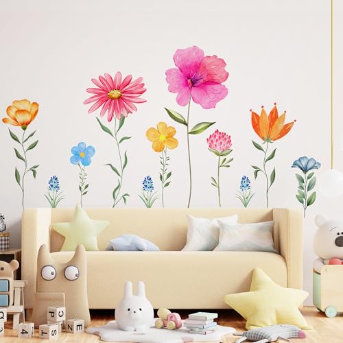 Vinilo Decorativo Flores Acuarela Grandes 30x90 cm miniatura 4