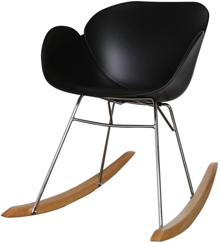 Solid Wood Rocking Chair Smooth Rocking Motion Stainless Steel Bracket Relax Lounge Chair Suitable for Terrace Living Room