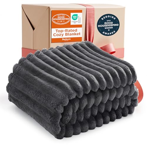 Bedsure GentleSoft Grey Fleece Twin Blanket for Couch -Cozy Soft Blankets for Women, Cute Small Throws for Girls, 60x80 Inches
