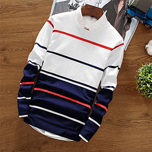 Image of EYEBOGLER Mens Round Neck Full Sleeve Striped T-Shirt