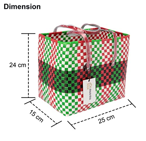 Image of Arnavira Handmade Multipurpose with Lid 9L Used as Lunch Lunch Bag Tiffin Bag for Office,School & Travel (25x15x24) (Red Green, Medium)