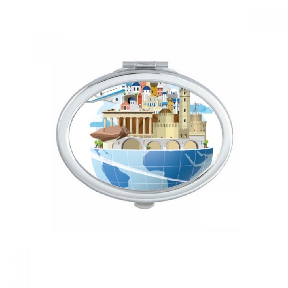 Miroir de poche ovale Grèce : accessoire maquillage voyage
