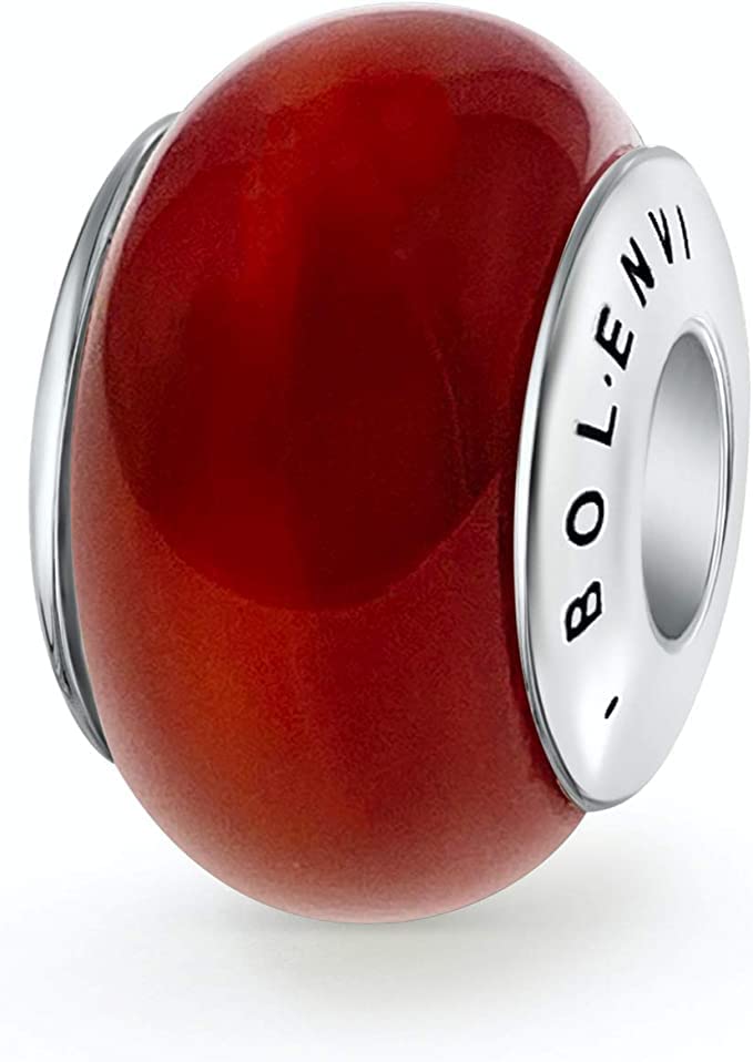 Bolenvi Real Chakra ones Healing Murano Cryals 925 erling Silver Pendant Charm Bead For Pandora & Similar Charm Bracelets or Necklaces (Red Jasper)2