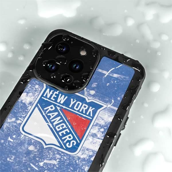 Skinit Waterproof Phone Case Compatible with iPhone 14 Pro Max - Officially Licensed NHL New York Rangers Frozen Design