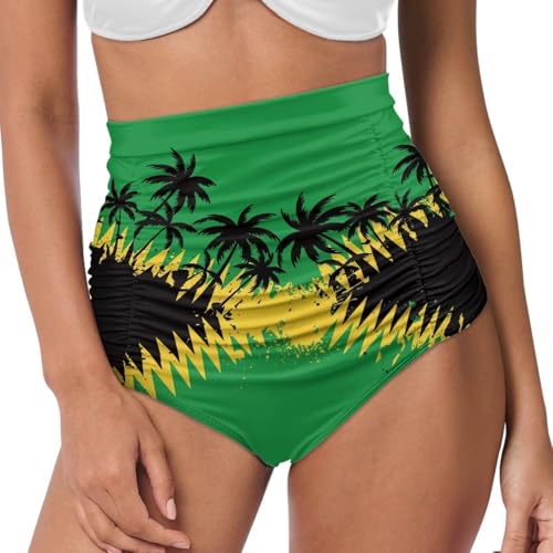 Women's High-Waisted Retro Swim Shorts Elastic Waist Quick-Dry Swimwear Bottoms for Beach Pool Outdoor Gym