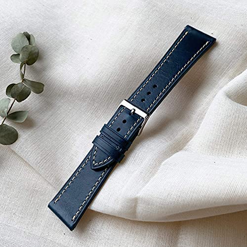 Bracelet de montre en cuir 24mm vert pour remplacer une sangle usée homme - 3