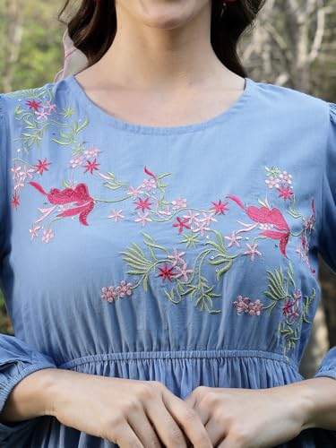 Image of Stylum Women's Solid & Embroidered Cotton Tiered Dress
