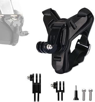 Helmet Chin Mount for Nolan N33 EVO 2019-2025, Universal Helmet Chin Strap Mount for Action Camera, Helmet Extension Mounting Holder Attachment Accessories Kit,A Black