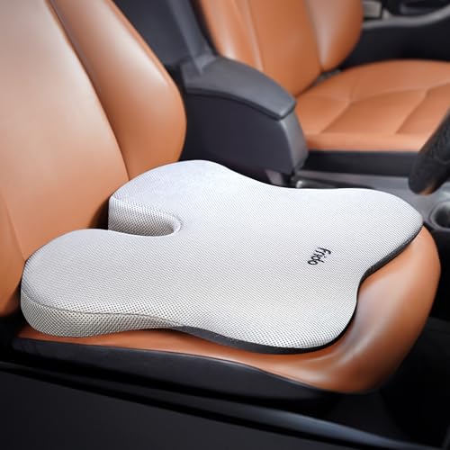 Image of Frido Ultimate Car Wedge Seat Cushion | Memory Foam Cushion with Coccyx Tailbone Cutout | Relieves Hip Pain & Tailbone Pain, Lower Back Pain | Weight <120 kg | Grey (Pack of 1)