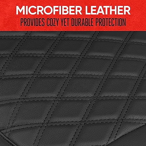 Image of Motor Trend Car Seat Cushion, 2 Pack - Diamond Stitched Faux Leather Seat Covers for Cars Trucks SUV, Black Padded Car Seat Covers with Storage Pockets, Premium Automotive Seat Covers for Front Seats