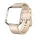 Fitbit Blaze Bands Leather with Frame Small Large (5"-8.2"), Swees Genuine Leather Replacement Band with Silver/Rose Gold/Black Metal Frame for Fitbit Blaze Women Men, Black, Brown, White, Pink, Gold