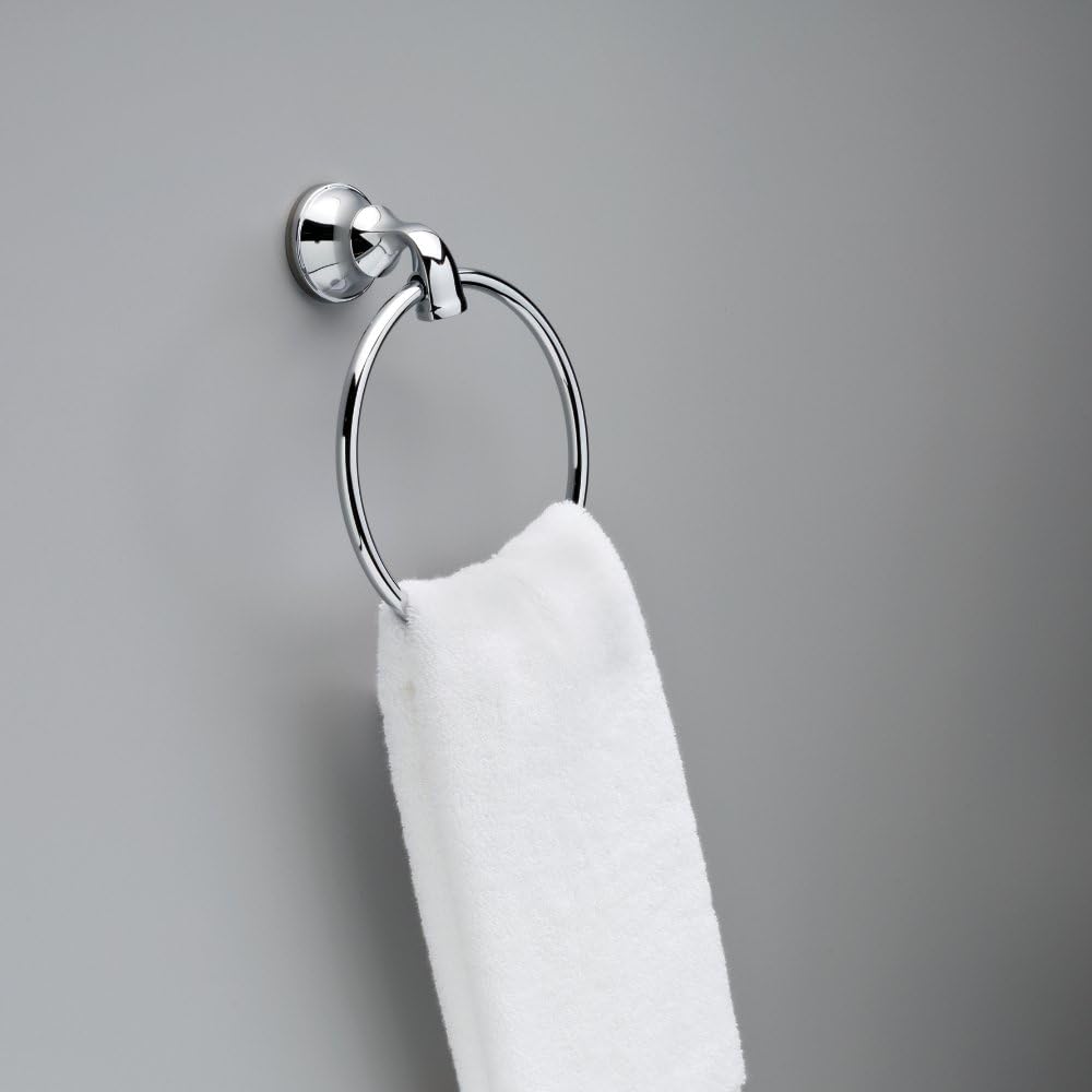 DELTA FAUCET LOR46-PC Lorain Bath Hardware Accessory Towel Ring, Polished Chrome