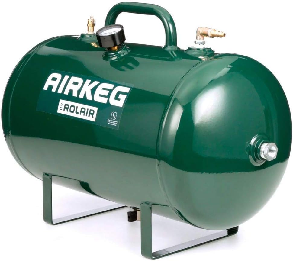 Rolair AIRKEG2 Heavy Duty 10 Gallon On the Go Lightweight Portable High Performance Steel Auxiliary Air Storage Tank