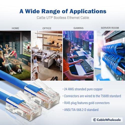 Cable Ethernet Cat5e con conector RJ45 2 pies azul miniatura 6