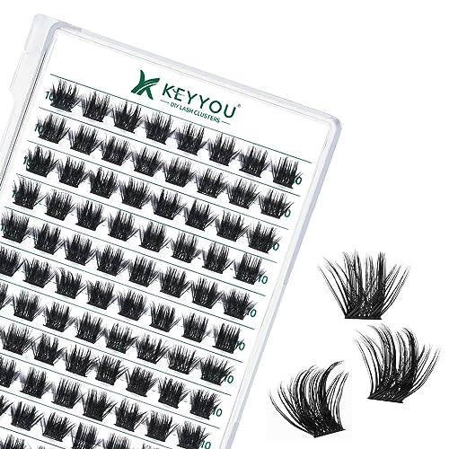 Image of Lash Clusters 96pcs Individual Lashes Y22 D Curl 10mm Eyelash Clusters KEYYOU Volume Wispy Lash Extension Soft&Comfortable Easy DIY at Home(Y22,D-10mm)
