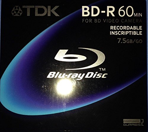 TDK BD-R75A 60 Minute 7.5gb Single Recordable Blank Blu-ray Disk for BD Video Cameras and Camcorders