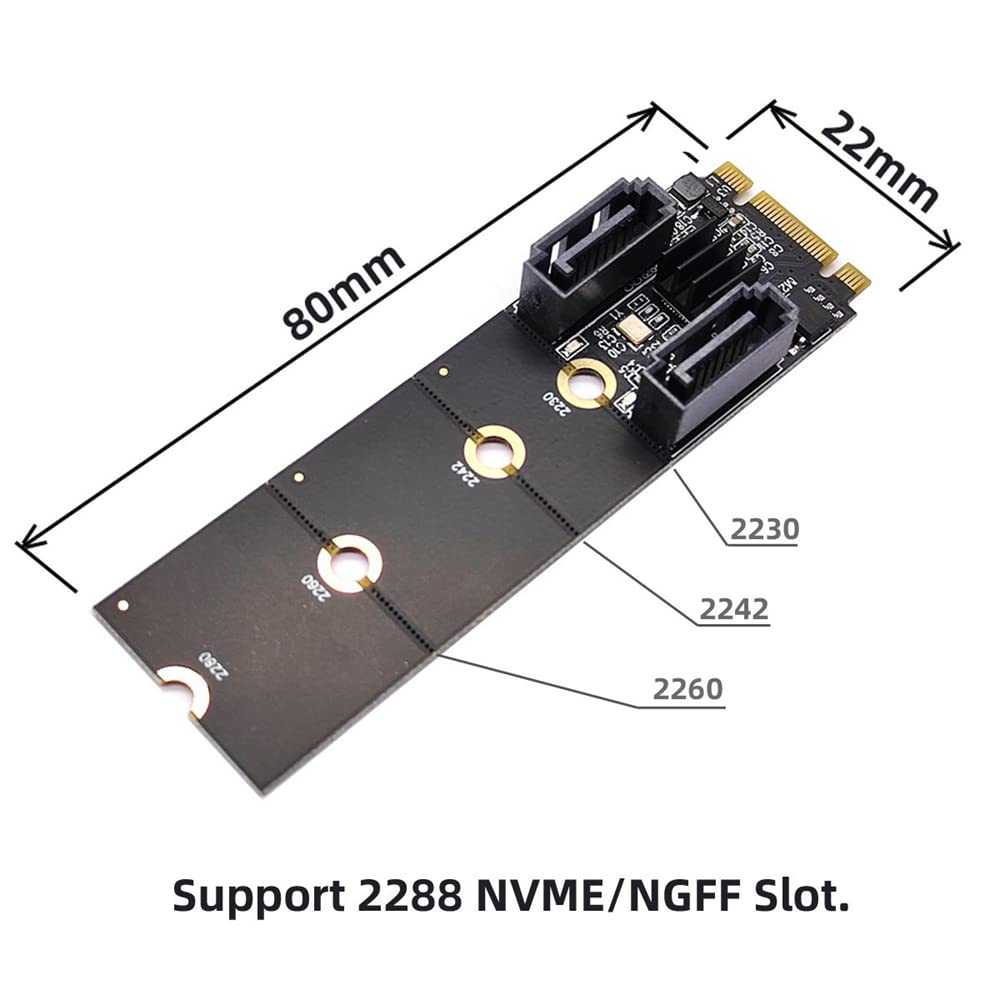 NGFF Key B+M PCI Express na SATA 3.0 6 Gb/s podwójny port pionowy konwerter dysk twardy karta rozszerzeń JMB582 2230 2242 2260 2280