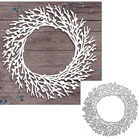 Branches Wreath Metal Die Cuts,Flower Leaves Circle Round Frame Cutting Dies Cut Stencils for DIY Scrapbooking Photo Decorative Embossing Paper Dies for Scrapbooking Card Making Cover