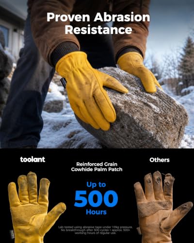 toolant Ribbed Cuff Insulated Leather Gloves