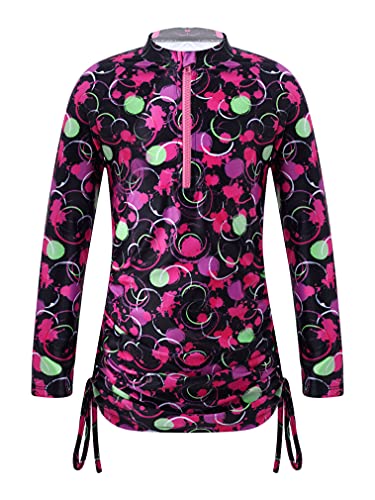 renvena Girls One Piece Swimsuit Floral Sun Protection UPF Long Sleeve Jumpsuit Summer Hawaii Beach Monokini