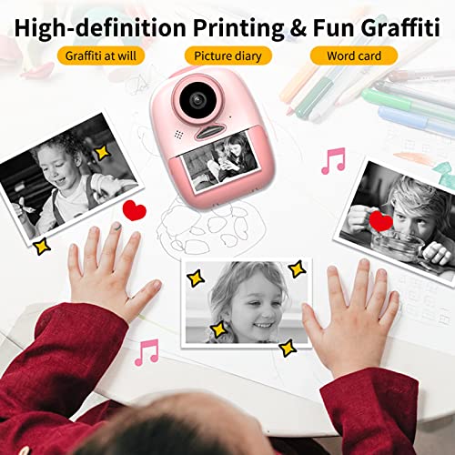 Yuventoo D10 Câmera instantânea impressora fotográfica 1080P HD Mini câmera digital para crianças co