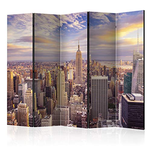 decomonkey | Paravent repliant XXL 225x172 cm | cloison pour séparer Une Piece | Impression sur Le Papier intissé 100% décoratif Opaque Foto en Bois avec Interieur Impression New York Ville