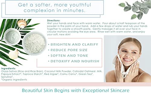 Rice And Papaya Enzyme Powder (Water-Activated) - All Natural Daily Face Exfoliator/Cleanser - Pore Purifying, Anti-Aging, Ingredients; Fights Wrinkles, Acne Scars, Sagging Skin, Dry Skin - Unscented - 2.1 Oz #TOP4