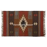 Handicraft Bazarr Alfombra reversible de lana de yute de 2 x 3 pies, alfombra Kilim Runner Killim, alfombra tejida para yoga Dhurries alfombra decorativa de meditación