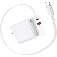 Retractable USB C Charger for iPhone 17e 17 Pro Max Air 16e 16 15 Pro Max | 35W Retractable Phone Charger Block Wall Plug 3FT Fast Charging Cable USB C Cord for Samsung Galaxy S26 Ultra S26+,Pixel 10a