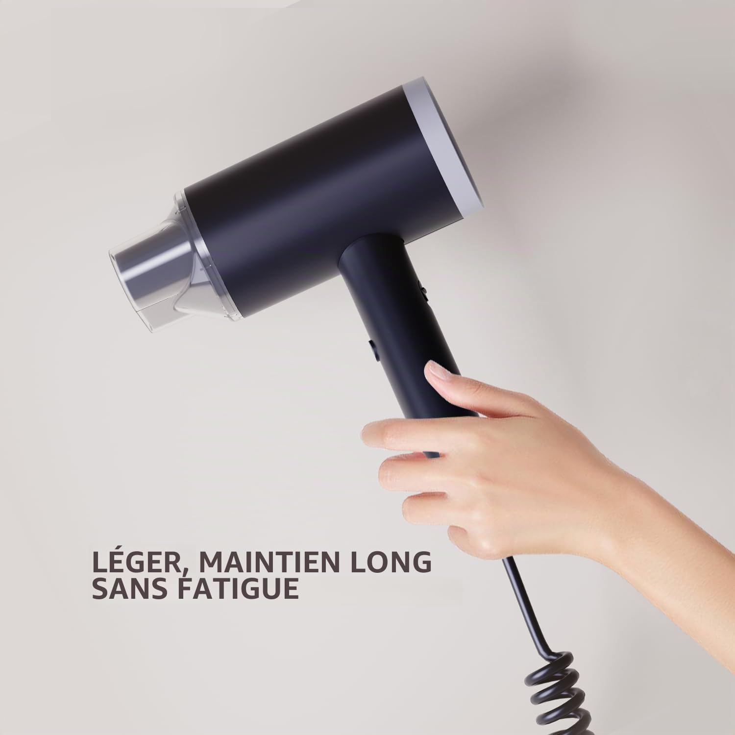 Sèche-cheveux 1875W avec Interrupteur de Sécurité,Seche Cheveux élégant avec Support Mural pour Salle de Bain,Hôtel et Maison, (Noir)