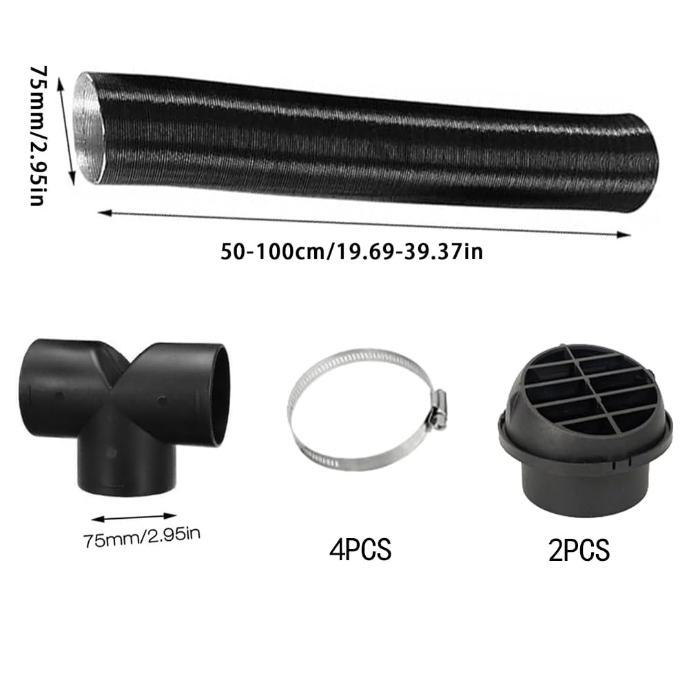Auto Heizung Rohrleitung, 75mm Auto Heizung Rohr Kanal, Warmluftauslass Entlüftungsschlauch Clips Set, Warmluftauslass Heizrohr Auto, für 75mm Heizung Rohrleitung