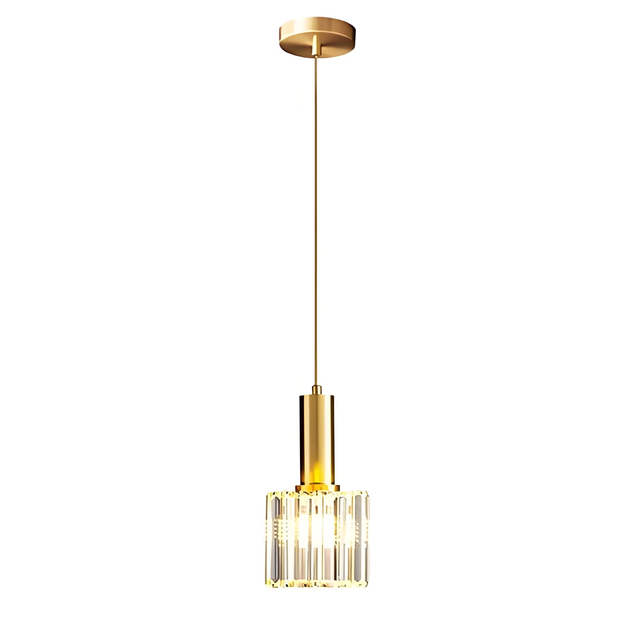 Moderne Mini Kristall Pendelleuchte für Küche Insel Esszimmer Schlafzimmer,Gold Kristall Decke Lampe Hängelampe(1-Flammig)