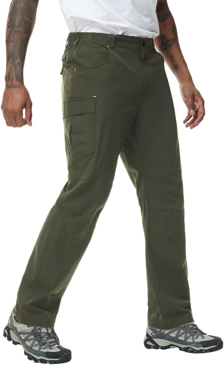 Muscle Killer Men's Hiking Pants Outdoor Quick Dry Lightweight Waterproof Windproof Fishing Mountain Pants 6 Zipper Pockets Large Army Green