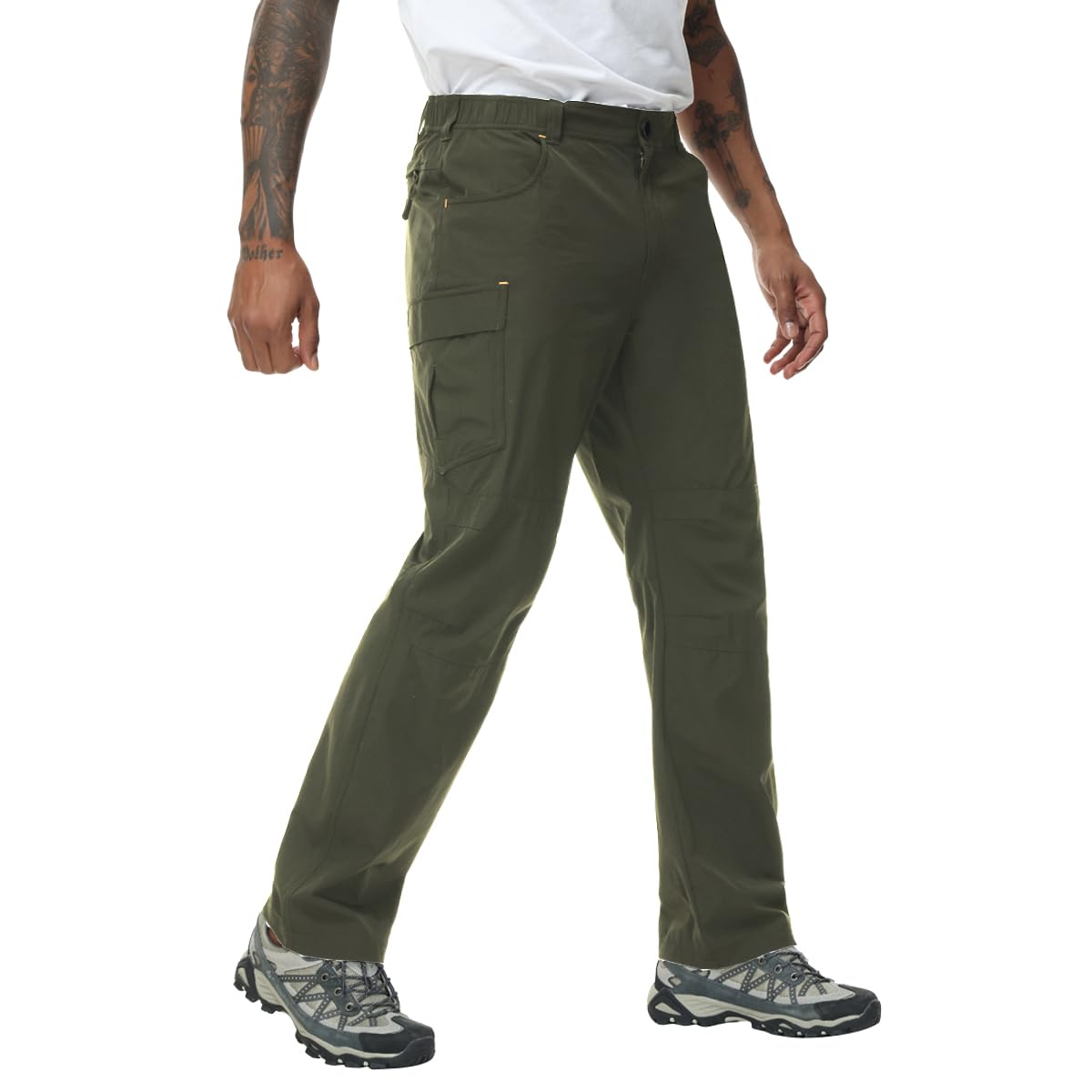 Muscle Killer Men's Hiking Pants Outdoor Quick Dry Lightweight Waterproof Windproof Fishing Mountain Pants 6 Zipper Pockets Medium Army Green