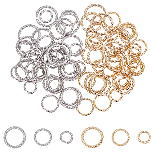 UNICRAFTALE 84pcs 6/8/10mm Open Jump Rings Golden and Stainless Steel Color Stainless Steel Jump Rings Connectors Rings for DIY Bracelet Necklaces Jewelry Making