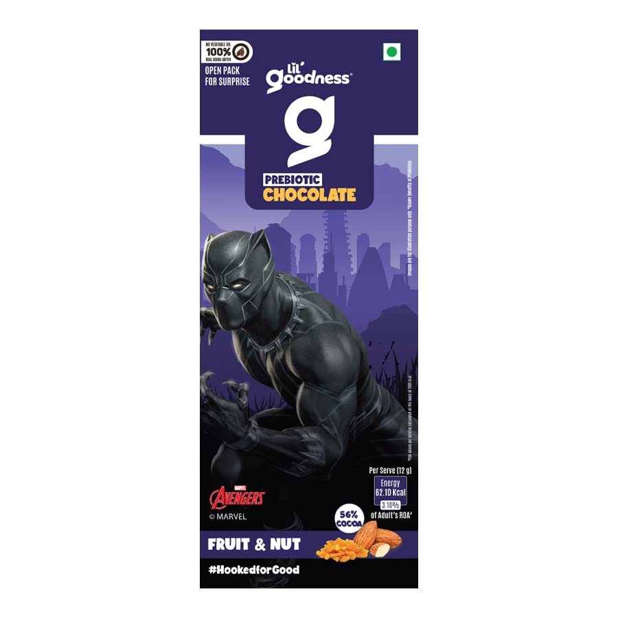 LiL'GoodnessFruit And Nut Dark Chocolates - Prebiotic Chocolates - Healthy Chocolate Bars - 35gm Chocolate - High Fibre Chocolates – No Added Colours & Preservatives