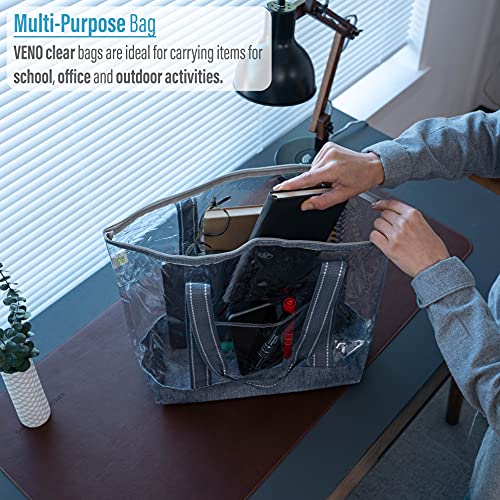 Veno 2 Packs Clear Bag Transparent Vinyl Pvc Tote, Stadium Approved, Outdoor, Beach, Pool (Set Of 2, Gray) #TOP2