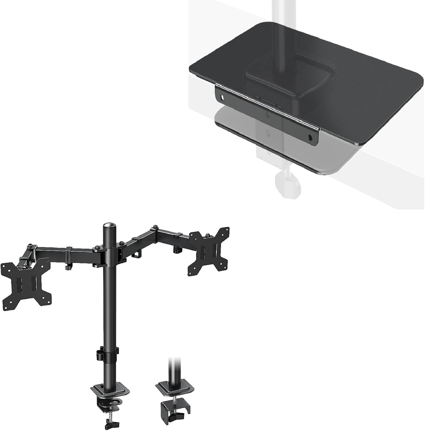 MOUNTUP Dual Monitor Desk Mount, Max 32 Inch up to 17.6lbs+Monitor Mount Reinforcement