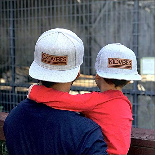 Dad's Leather Patch Snapback Hat - Heather Grey Dadvibes Snapback - Dadbod Apparel #TOP1