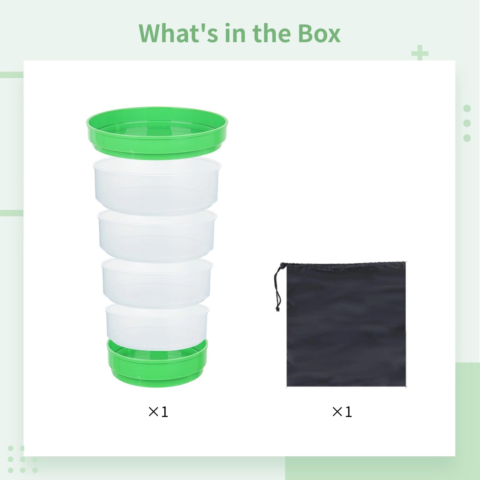Générique Kit de Germination Rond empilable, Plateau de Culture de Luzerne avec écran de Protection, Design Plastique à 6 Niveaux, Sac de Rangement Noir Inclus, pour Le Jardinage à la Maison