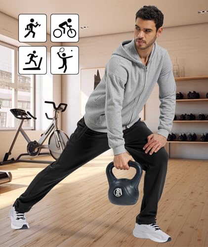 ZITY Mens Fleece Joggers Warm Winter Sweatpants with Zipper Pockets Black - image 2