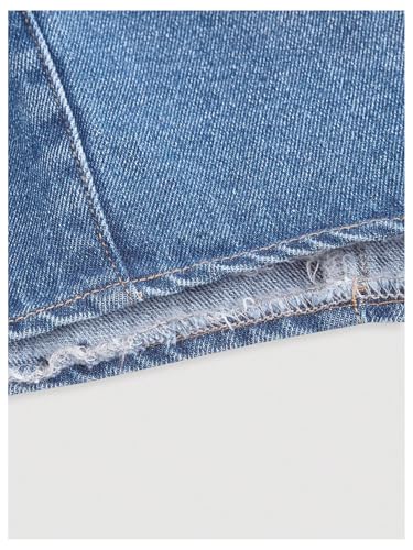 MakeMeChic Women's Halter Denim Top Wrap Asymmetrical Backless Fitted Y2K Crop Tops4