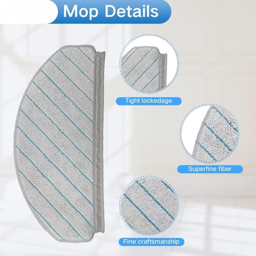 Image of Mop Refill Microfibre Mop Pads & Side Brush Replacement Kit Compatible with Ecovacs DEEBOT N20 N30 N30 Plus Robot Vacuum Spare Parts 4 Pads 4 Brushes Home Floor Cleaning Accessories
