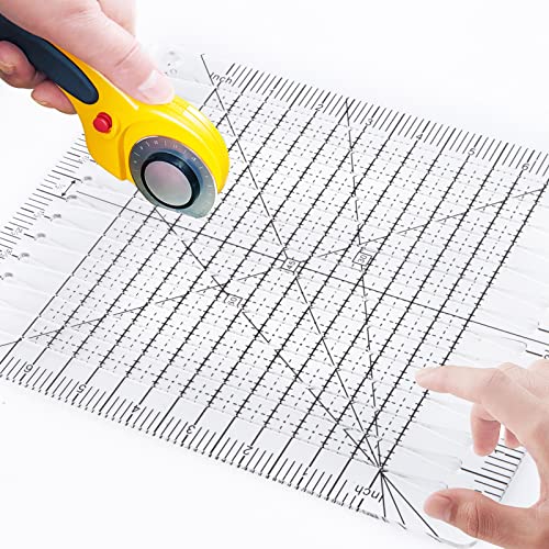 Encuryna Règle de quilting à découper 5 en 1 Square Up, Règle de patchwork, Règle acrylique multifonctionnelle pour patchwork et quilting pour la coupe de tissu,...