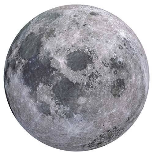 Image of YEAHSPACE Moon Rug Round 40 inch Circle Rug Bedroom Classroom Living Room Decor-Outer Space Solar Full Moon Grey