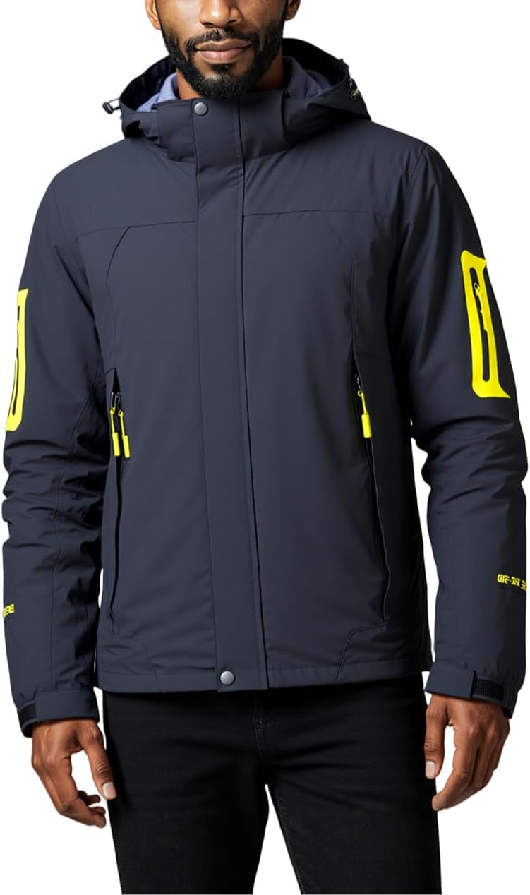 Outdoor jacket, men's zipper coat, windproof jacket for men, hooded autumn and winter, plus size men's overcoat. (US, Alpha, Large, Regular, Regular, 50, Black)