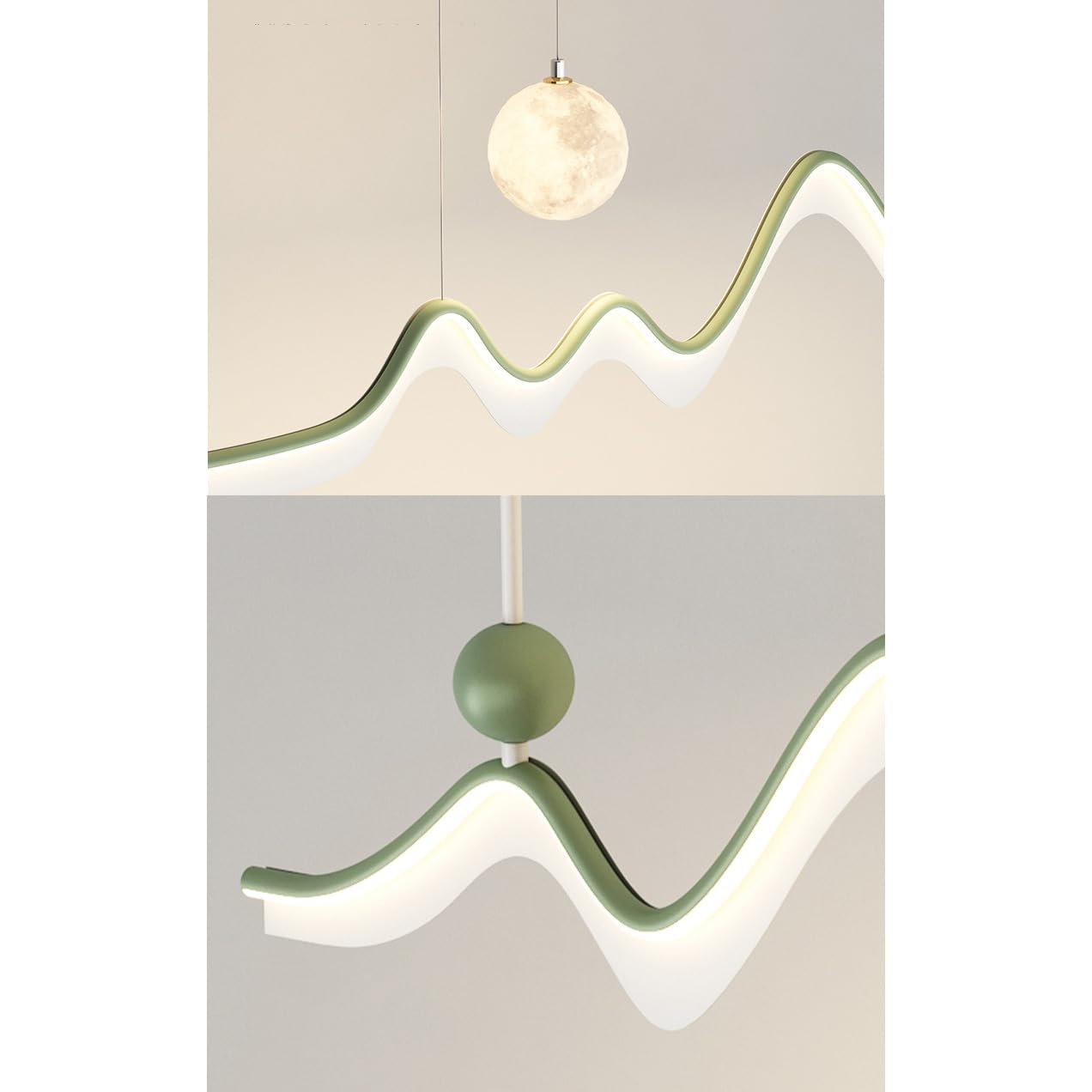 Dekoracja domu nowoczesna lampa LED długi pasek liniowy żyrandol fala światła 3D drukowanie kultu Minimalizm Minimalizm zielony czarny oświetlenie biały sufit do jadalni sypialnia/k/długość