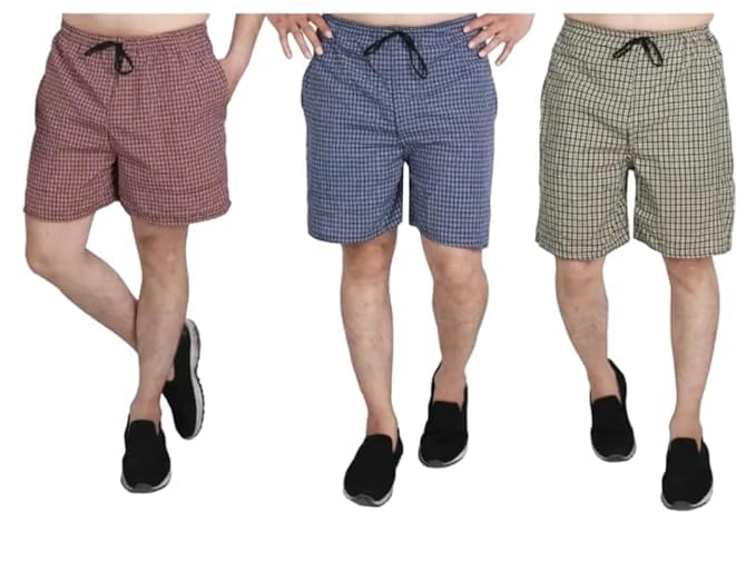 Men’s Regular Fit 100% Cotton Casual Lounge Shorts | Dual Pocket Sleep Shorts Pack of 3-picture-42