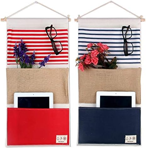 MF2FLAY Large Wall Hanging Organizer, 2 Pack Over The Door Storage Bags with 3 Pockets for Bedroom & Bathroom